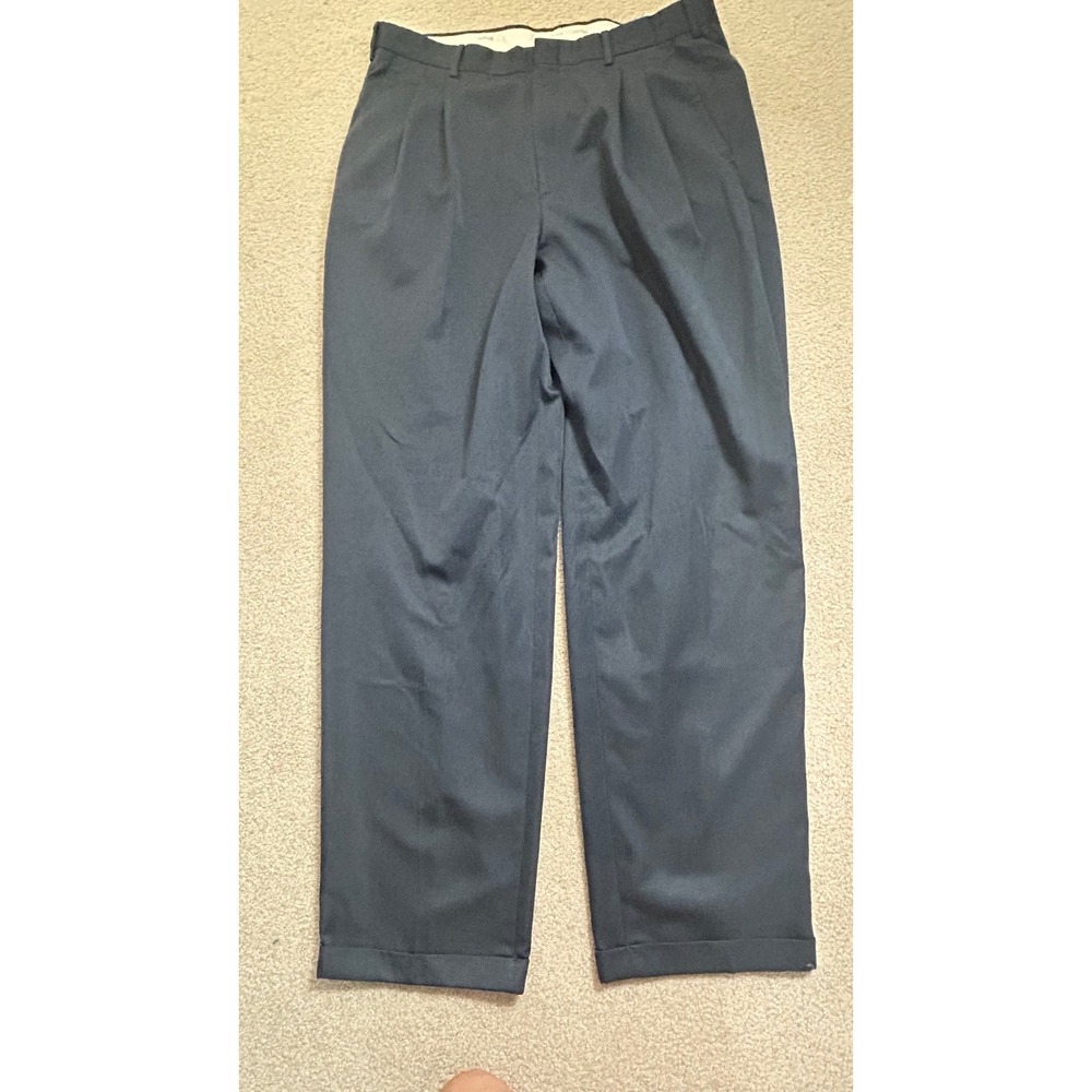 Savane Mens‎ Pleated Microfiber Polyester Dress Pants 36W x 34L Gray